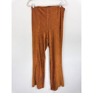 Free People Womens Slim Pull On Velvet Flare Pants Size L Stretch Boho Winter